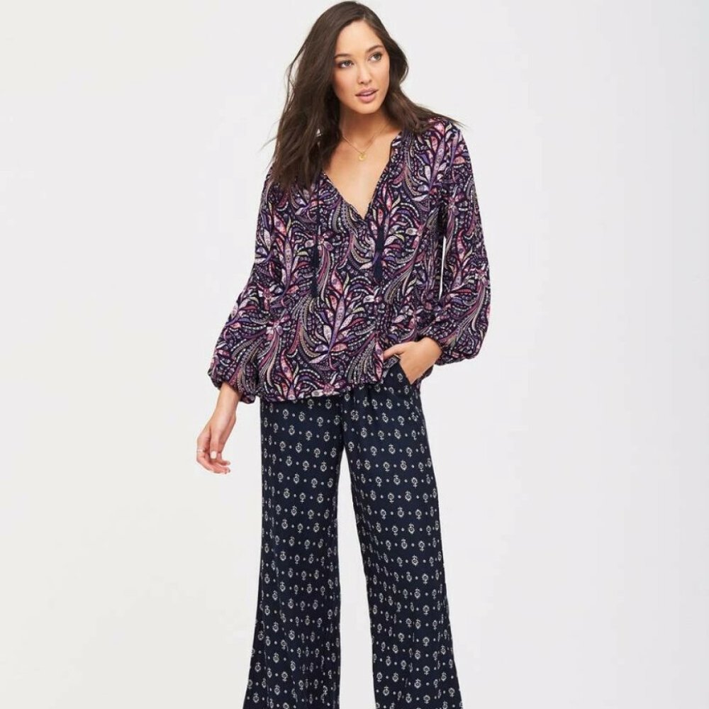 TIGERLILY Bilqis Purple Paisley Long Sleeve Button Shirt Blouse Top NWT RRP$140 - Picture 6 of 16